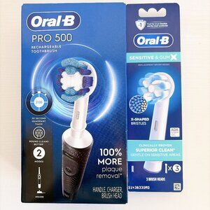 Oral-B Electric Toothbrush Pro 500 + Sensitive & Gum Brush Heads (3-pack)